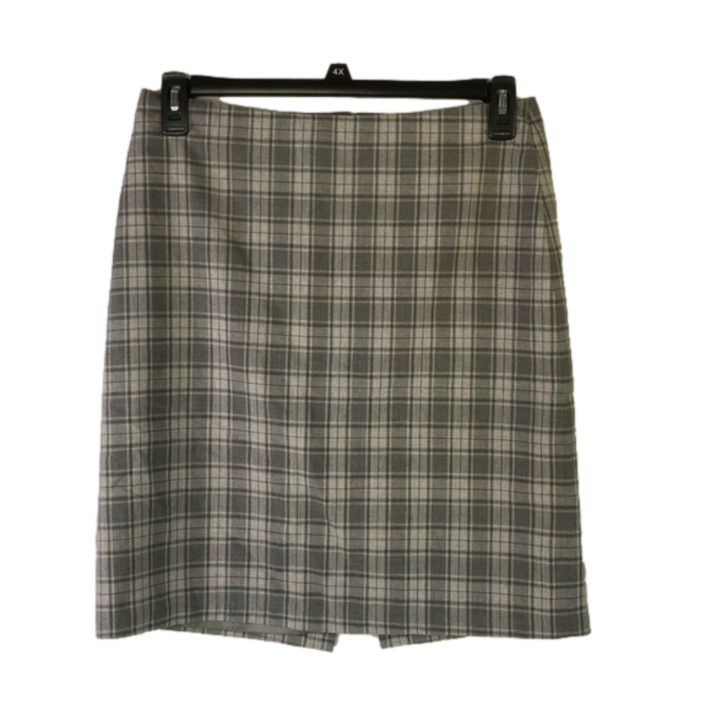 Tommy Hilfiger Gray & Red Plaid Fully Lined Knee Length Skirt GUC Size 8 SKU0607